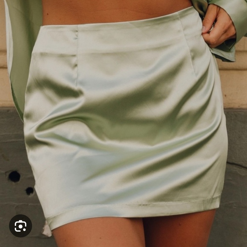 Daily Drills Satin Skirt in Light Green